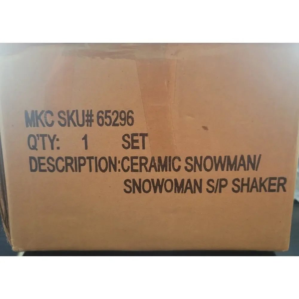 Vtg 2000s Mr. & Mrs. Snowman Salt & Pepper Shaker Set Christmas Ceramic W/Box